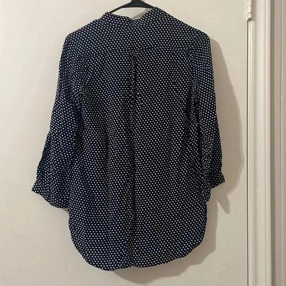 Market & Spruce Colibri Polka Dot Print Blouse, Navy Size S - Picture 5 of 9